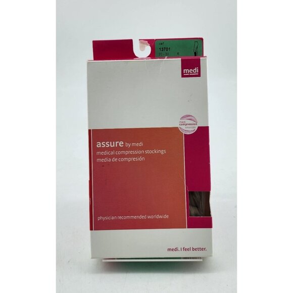 x3 Assure Medi Medical Compression Stockings Calf Closed Toe Beige 20-30 13701 S - Picture 9 of 14